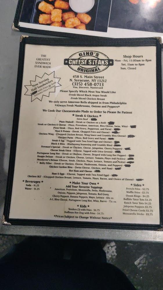Gino's Original Cheese Steaks Menu image 1