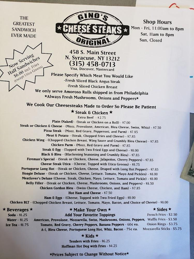 Gino's Original Cheese Steaks Menu image 2